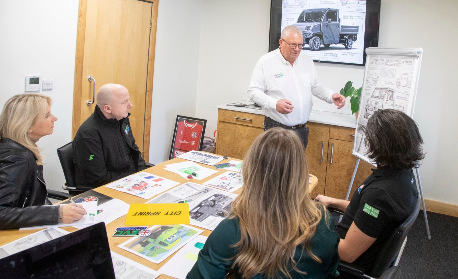 EVC design team reviewing CitySprint concepts in boardroom