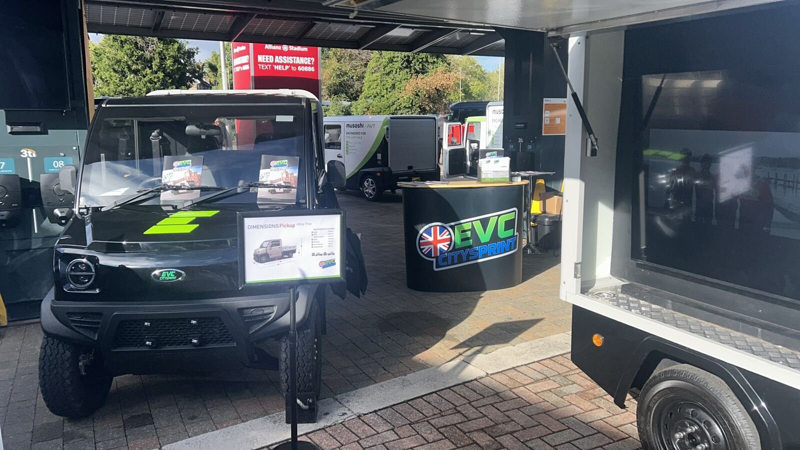 The Mobile Advertising Vehicle alongside the CitySprint and the EVC counter