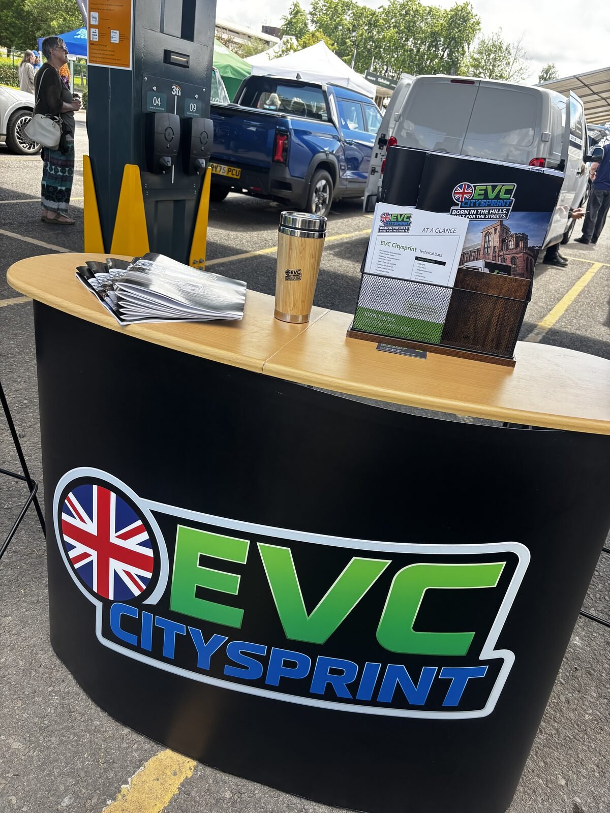 The EVC CitySprint stand in the CV Zone at Cheltenham Racecourse