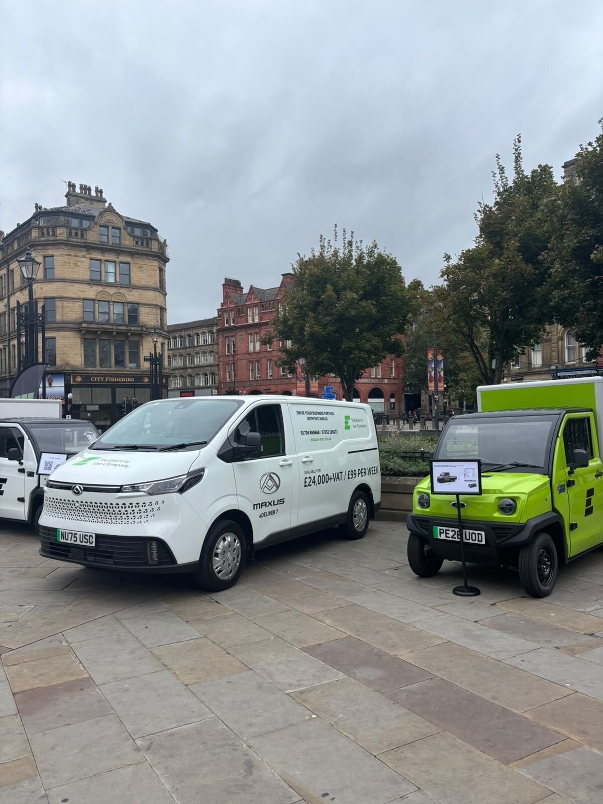 A Maxus van and the CitySprint Cargo Box in Centenary Square